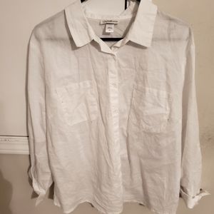Jaclyn Smith white collar button down short; size XL